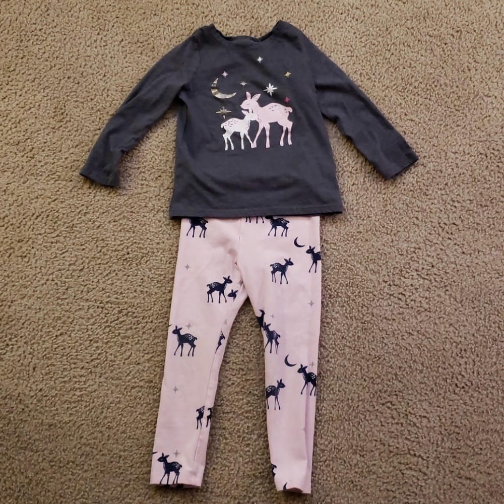 Deer long sleeve tee and matching pants